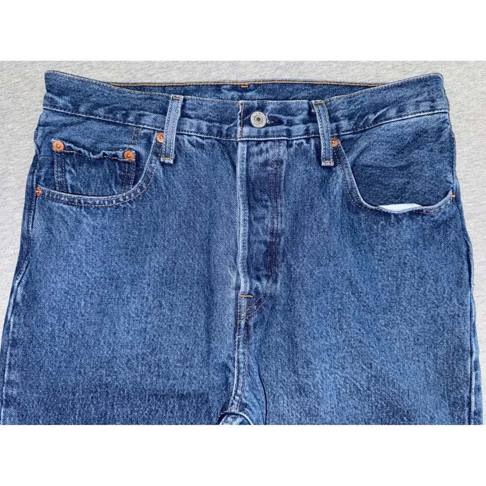 Levis Premium 501 Straight Leg Blue Jeans Dark Wash Size 28x32 Streetwear Denim